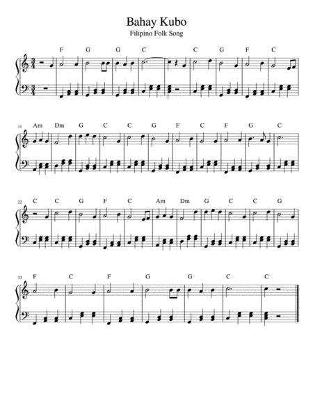 Bahay kubo piano chords numbers